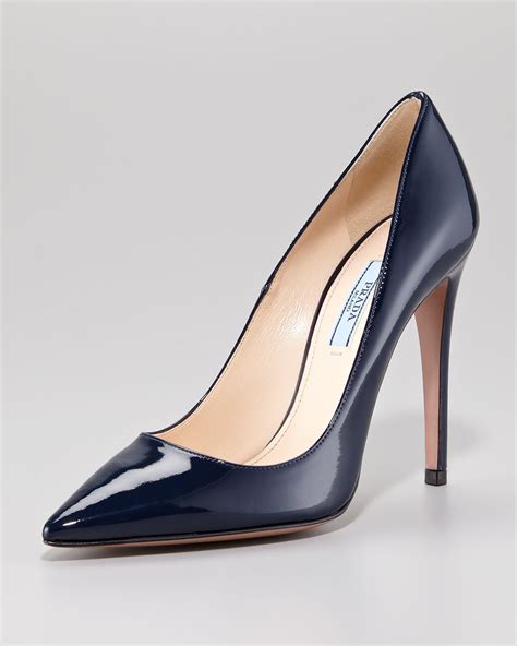 pointy toe pump prada light blue|prada leather pumps.